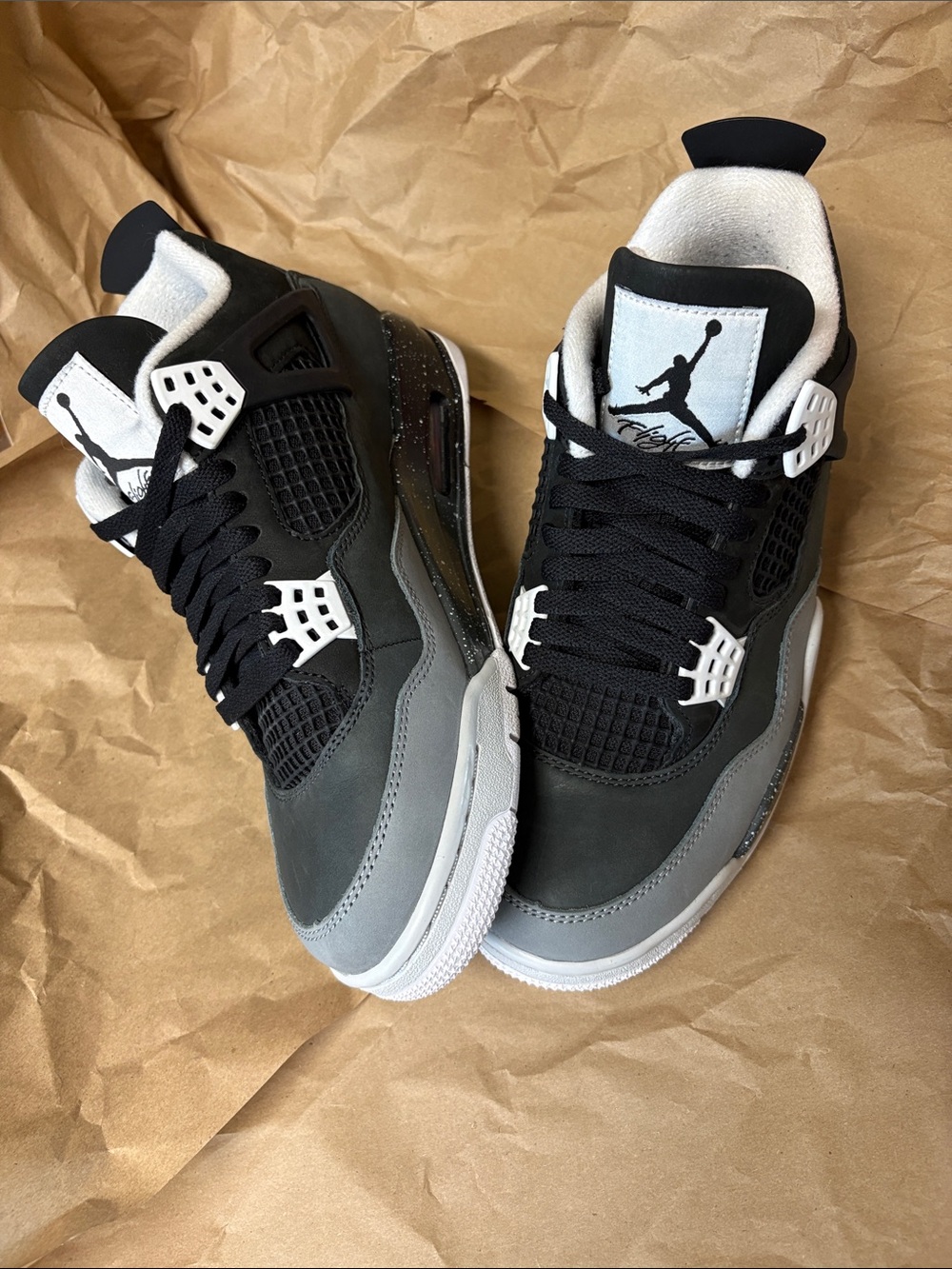 Jordan Retro 4 Sneakers in Black, Gray & White